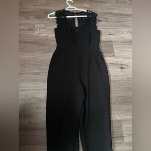 Adelyn Rae Black Lace Detail Jumpsuit